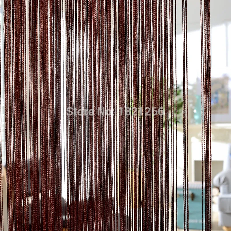 Curtains Solid Color String Curtain 300*260cm Coffee Gray White Black Classic Line Curtain Window Blind Vanlance Room Divider