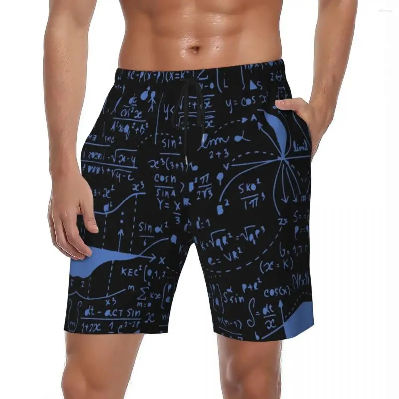 Short homme planche de formule mathématique été bleu sport Fitness plage pantalon court séchage rapide élégant grande taille troncs