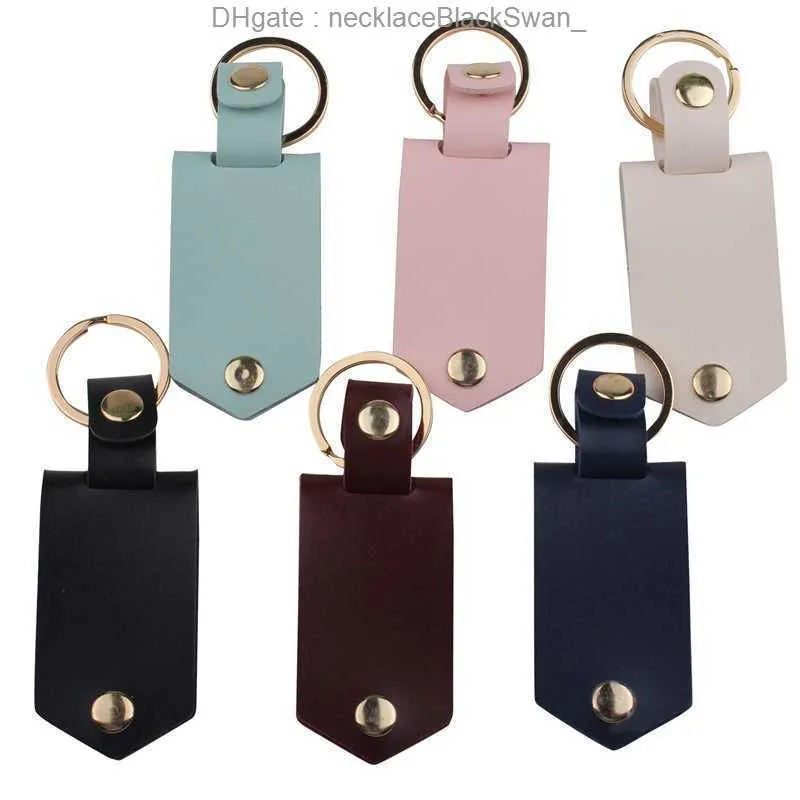 Leather Keychains Pendant Sublimation Blank Aluminum Alloy Car Key Ring Heat Transfer DIY Decorative Keychain 6 Colors MF2M