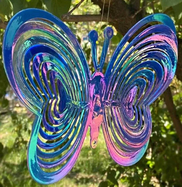 Borboleta girador de vento abs coletor de vento amor girando carrilhão de vento borboleta reflexiva scarer pendurado ornamento decoração de jardim y01472948