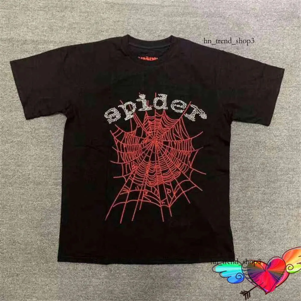 2022 Red Web Puff Print Sp5der Camiseta Homens Mulheres Boa Qualidade Spider Tee Preto 555555 Tops Hip Hop Young Thug Manga Curta 144