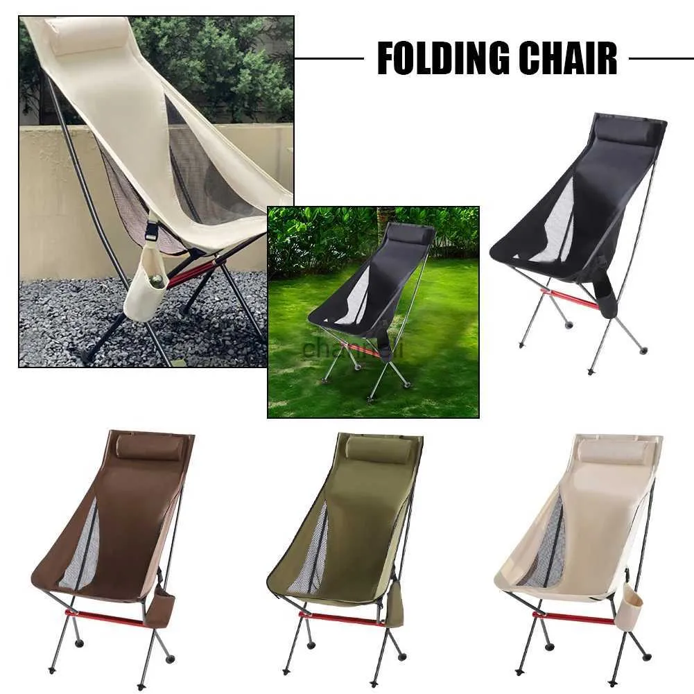 Camp Furniture Ultralight Folding Moon Camping Chair Removable Washable Fishing Picnic BBQ Chairs With Carry Bag Outdoor Stool Tools YQ240315
