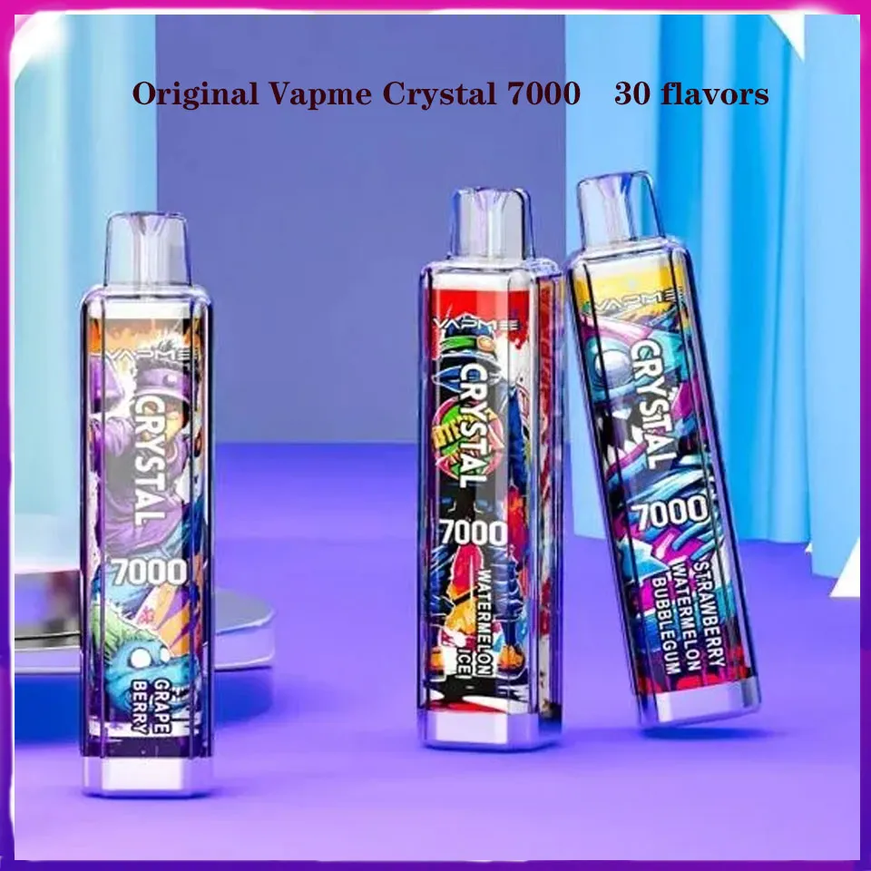 Original VAPME Crystal 7000 Puffs Vapes jetables rechargeable E Cigarette 650mAh Batterie préremplie 14ml Pods Chariots Mesh Coil Vape Pen vapme crystal 7K
