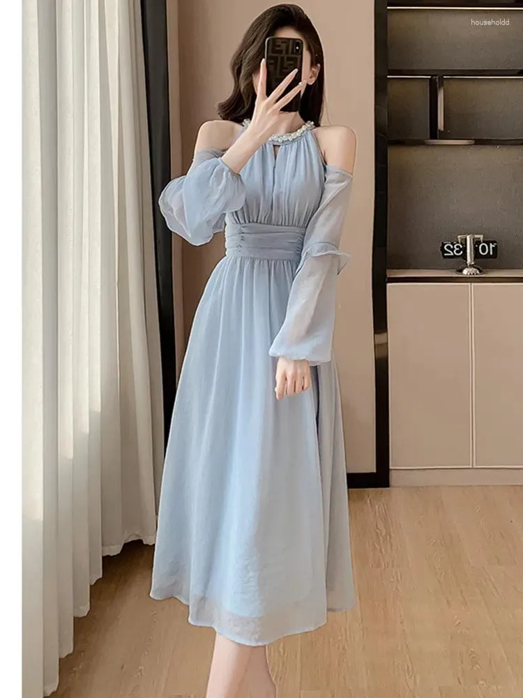 Casual Chiffon Dress Spring Off Shoulder Beaded Round Neck Lantern Sleeve Slim A-Line Mid-Calf from Dhgate Basic & Casual Dresses - price 40.08 Casual Chiffon Dress Spring Off Shoulder Beaded Round Neck Lantern Sleeve Slim A-Line Mid-Calf from Dhgate Basic & Casual Dresses - price 40.08