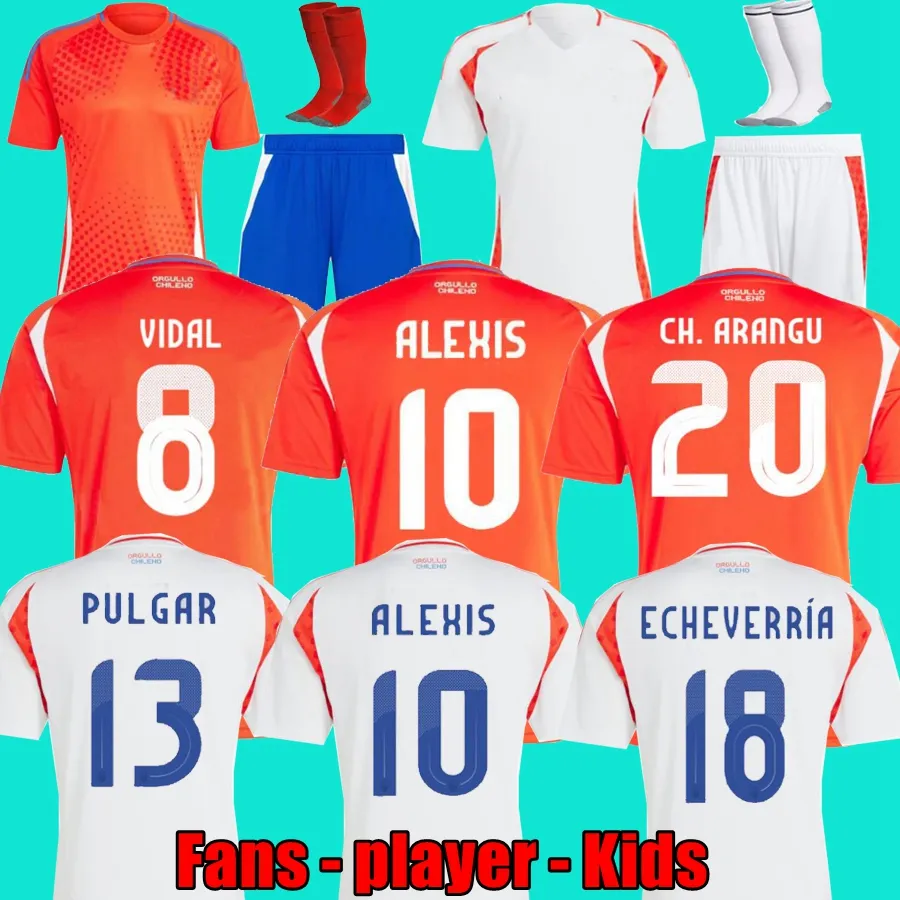 2024 Chile Soccer Jerseys Chilean 24 25 fanów Wersja Vidal Alexis Sanchez Felipe Medel E.vargas Men Men Koszulki piłkarskie