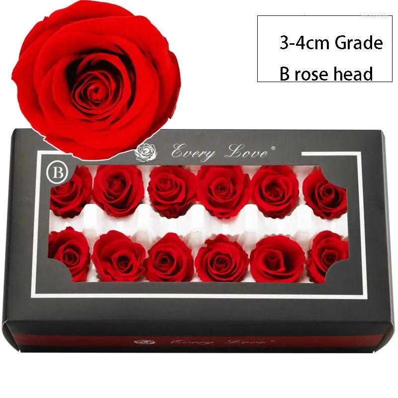 Dekorativa blommor 12 B Rose Heads 3-4 cm Eternal Diy Custom Wedding Valentine's Day Christmas Must-Have