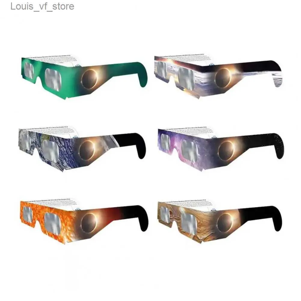 Gafas de sol Eclipse Gafas de visualización 6/12 piezas Bloque ultravioleta Vista de seguridad Color Imagen del sol Papel de impresión Ligero H240316