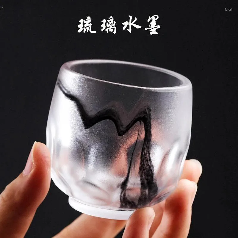 Copos Pires Tinta Colorida Xícara de Chá de Vidro - Yuanjue Grande Chinês Transparente Textura Fosca Casa Pessoal