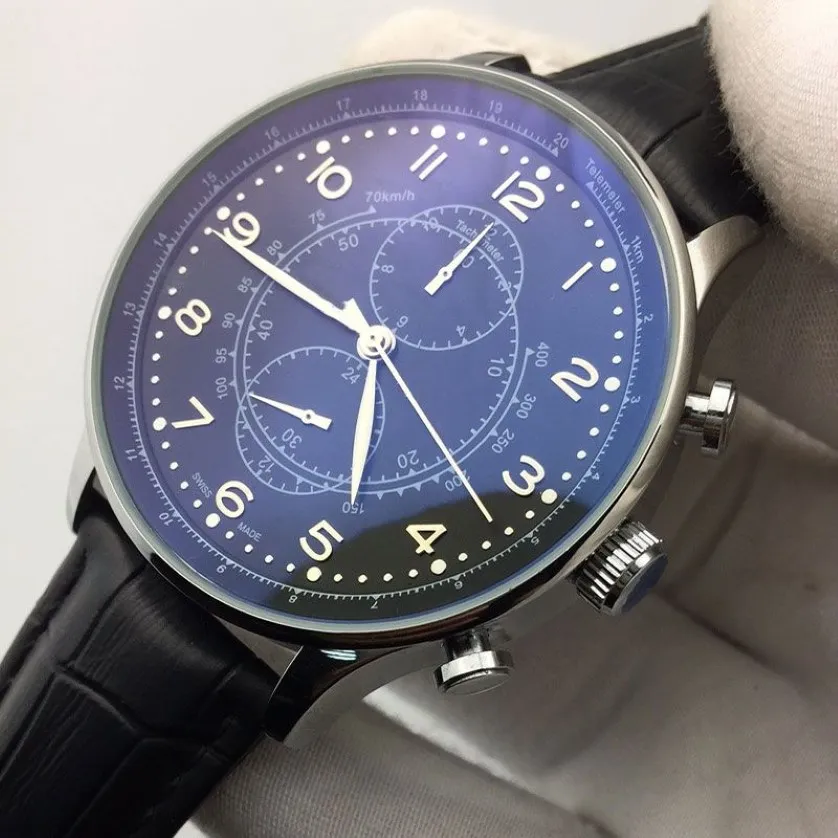 Classic Mens Automatisch mechanisch horloge 41 mm waterdicht lederen casual mode lichtgevende multifunctionele luxe dominante personi2775