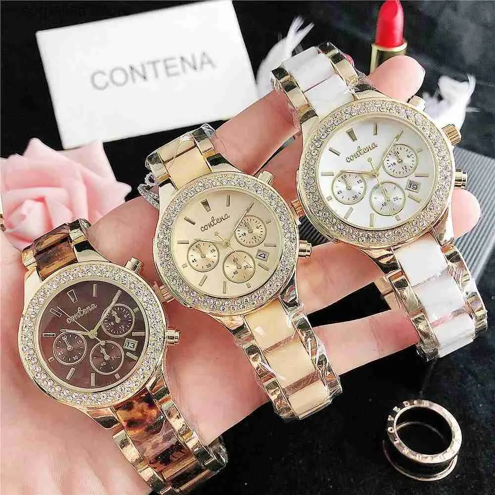 Autres montres 2023 CONTENA Femmes es Top Marque De Luxe Quartz Dames Mode Bracelet Rose Or Diamant Femme Horloge Relogio Feminino Y240316