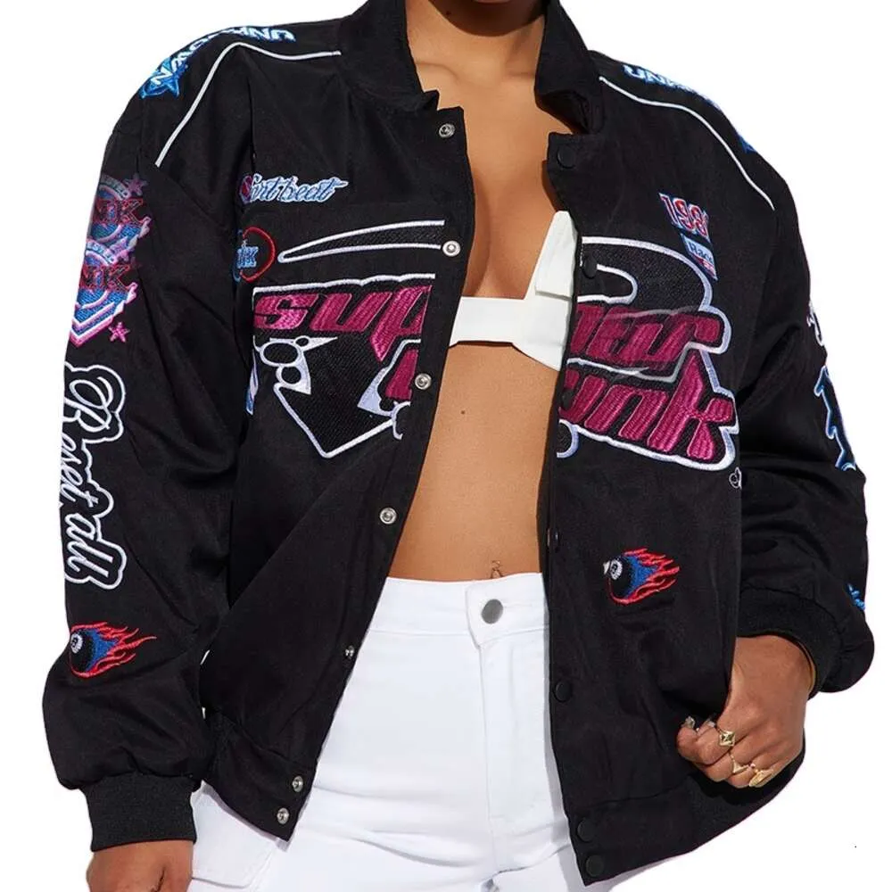 Jaqueta de beisebol feminina bordada personalizada de duas cores solta casual Varsity Sports Jersey 41 88