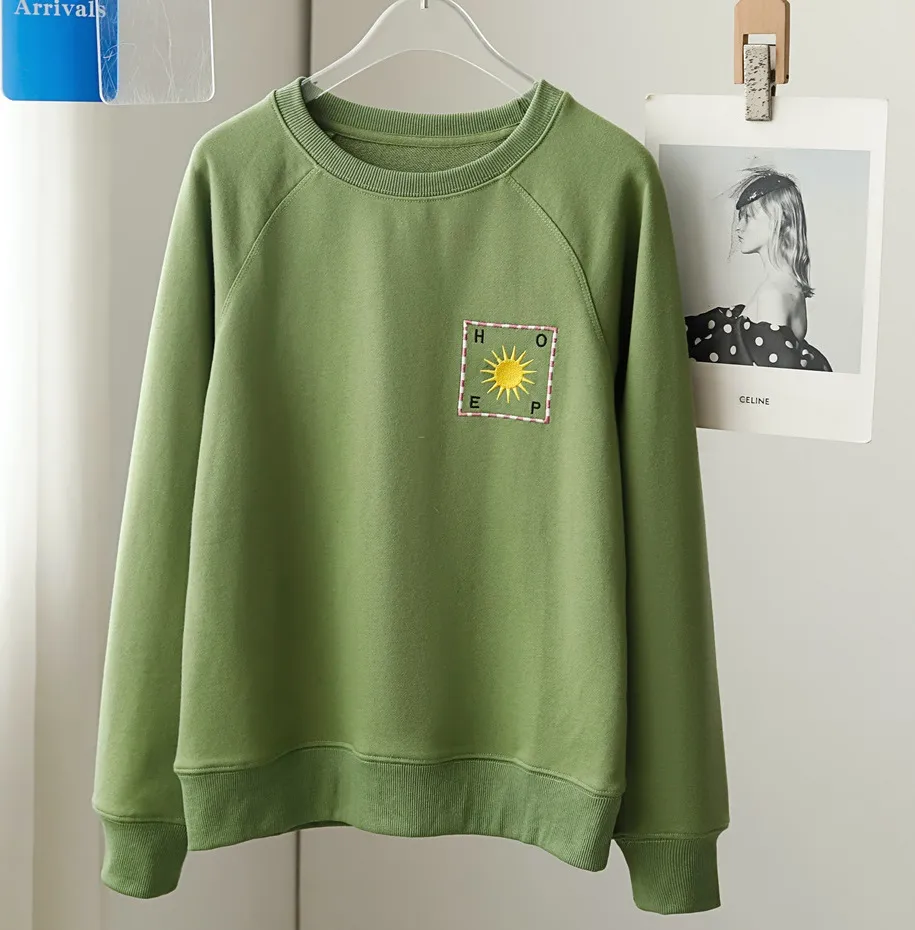 2024 Lente Nieuwe Sezane Designer Sweatshirt Mode Hoodie Klassieke Brief Zonneschijn Liefde Patroon Borduren Katoenen Trui Vrouwen Kleding S-L