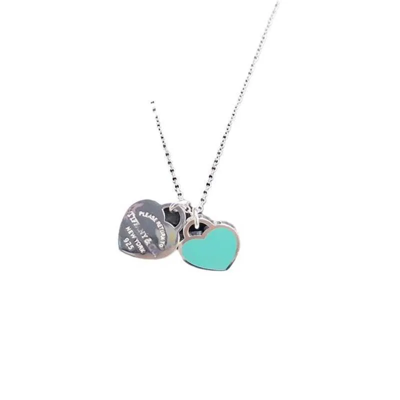 Designer Heart Brand Necklace Love Key Female tiffay and co shaped English Hanging Tag Rose Gold Lock Bone