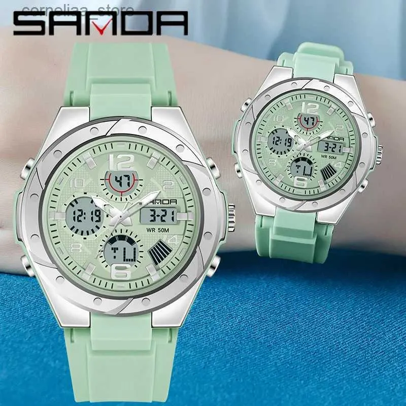 Outros relógios SANDA Luxo Ms LED Digital Sport Moda Casual Ouro Pulso Mulheres Menina Militar À Prova D 'Água Quartz Wristes 6062 Y240316