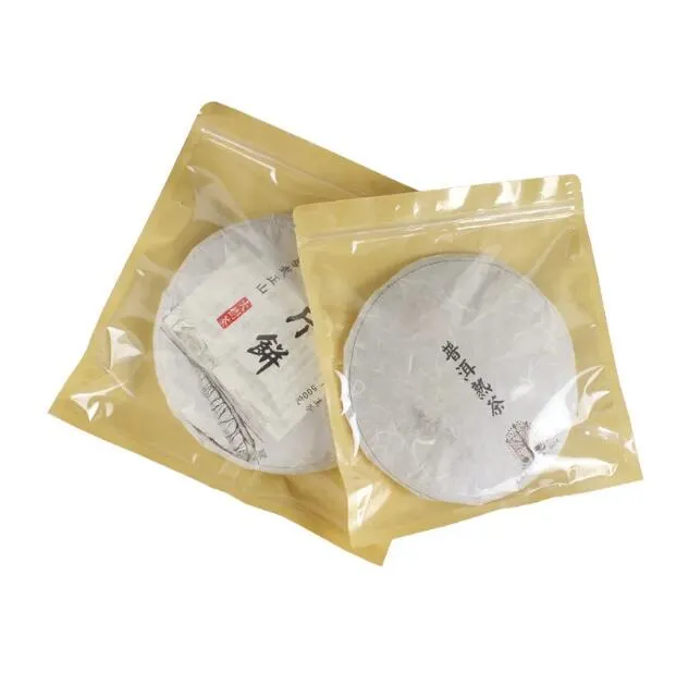 wholesale Square Transparent Kraft Paper Tea Packaging Bag Dried Food Gift Zipper Self Sealing Bags Wholesale