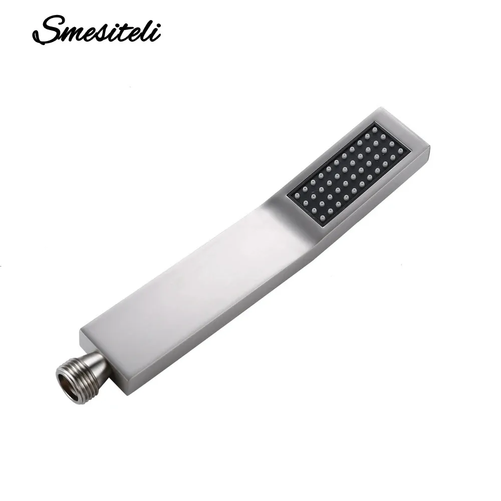 Bathroom Accessories Shower Head High Pressure Brushed Stainless Steel Color Solid Brass Square Bend Handheld 240314