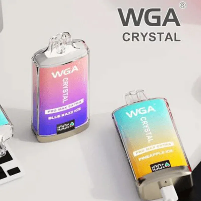 Ny produkt WGA Crystal Pro Max Extra 15000 puffs engångsvapspenna 12K 15K Puff Bar 5% Nikotin Förfylld e -cigarett med batteris skärmång