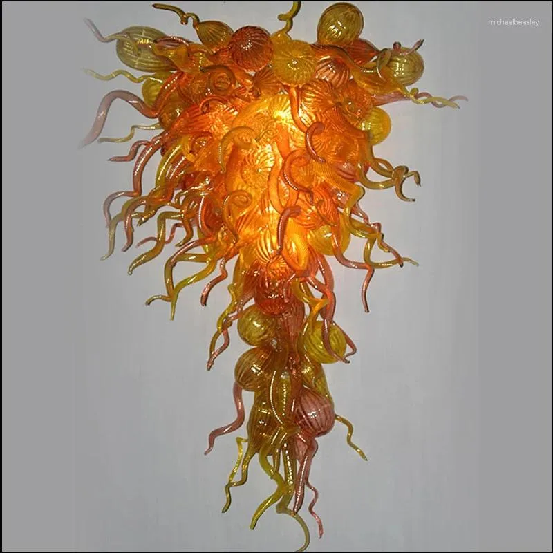 Chandeliers est Art Deco Hand Blown Glass Led Chandelier 조명 간단한 디자인