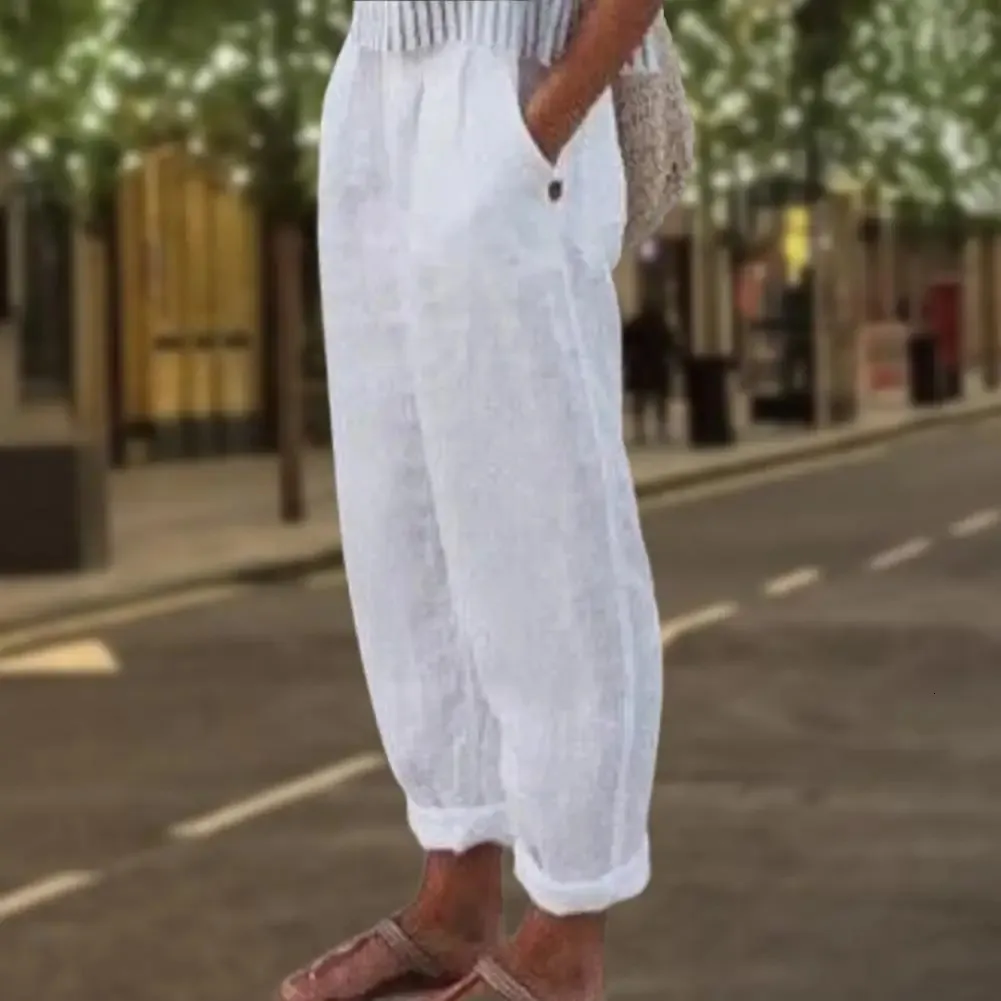 Casual Women Trousers Full Length Summer Elegant Elastic Waist Pants Bottoms Harem for Daily Wear 240314