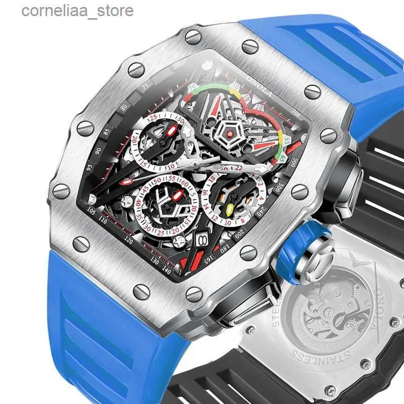 Other Watches New Luxury Men ONOLA Fashion Fully Automatic Mechanical es Man Unique Design Waterproof Tape Wrist Y240316