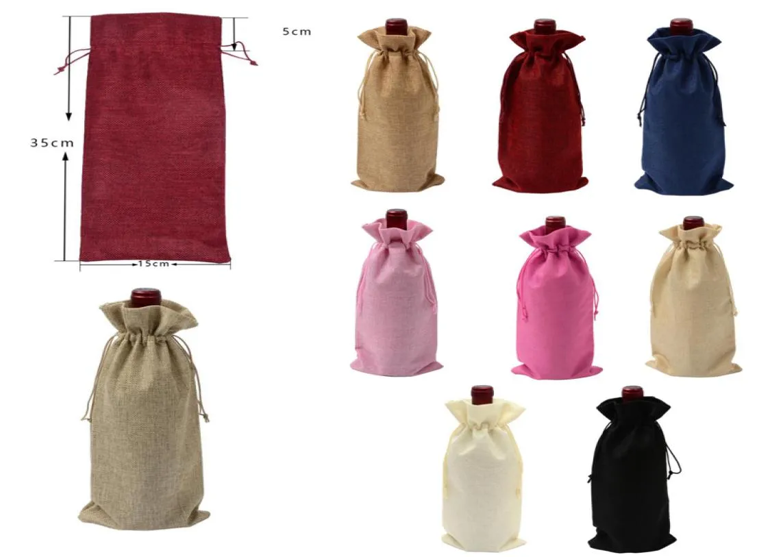 Jute Wein Taschen Rotwein Flasche Abdeckungen Champagner Beutel Sackleinen Verpackung Tasche Sublimation Geschenk Wraps Weihnachten Hochzeit Party Decorati1409300