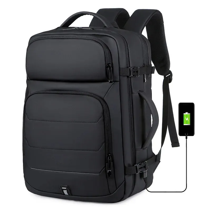 Mochilas expansíveis 40L Porta de carregamento USB 17 polegadas Bolsa para laptop à prova d'água Negócios Bandeira Nacional Viagem 240313