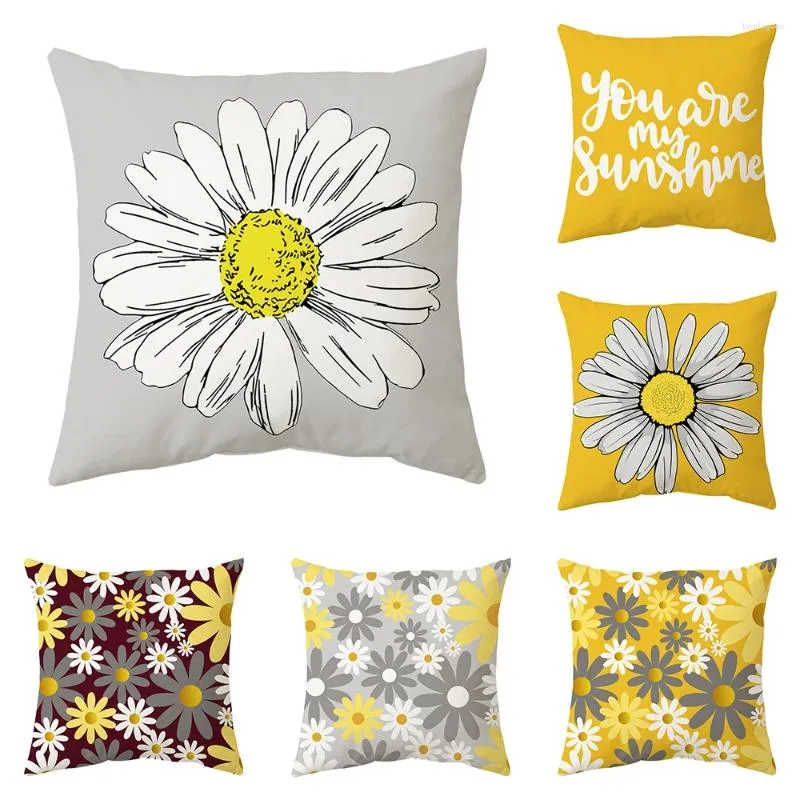 Kissen Gelb Wild Daisy Cover Line Sun Home Auto Kissen Dekor für Wohnzimmer Sofa S