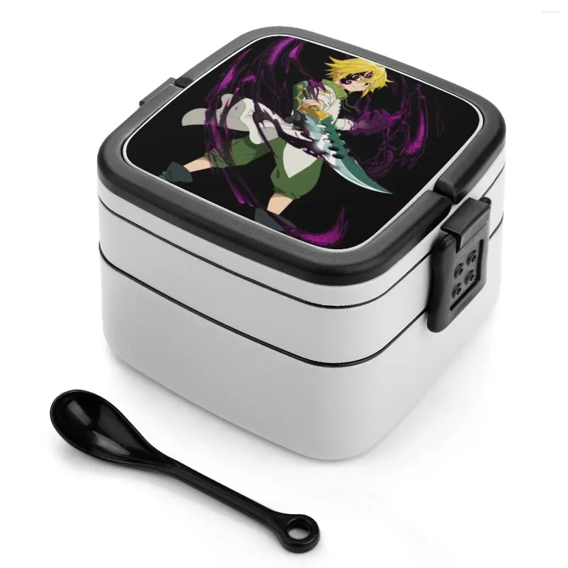 Louça Meliodas Design Dupla Camada Bento Caixa Salada Piquenique Portátil Sete Pecados Capitais Anime