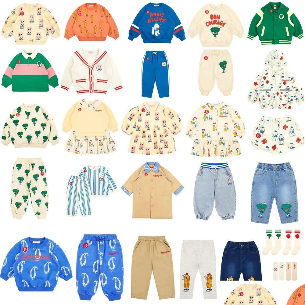 Vêtements Ensembles Bebe Marque 2023 Printemps Coréen Kid Garçons Sweat-shirt Enfants Coton Imprimé Casual Sweats À Capuche Plover Vêtements Fille Robe Dro Dhmdp