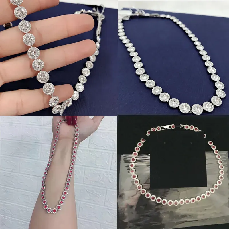 2024 swan bracelets designer tennis bracelet for women earring high-quality plated gold silver crystal blue diamond necklace mens chain luxury jewelry gift