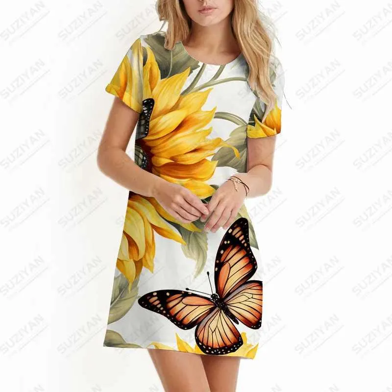 Vestidos casuais básicos suower 3d impresso vestido de compras ao ar livre vestido curto-trenó verão solto vestido casual básico tamanho grande dressc24315