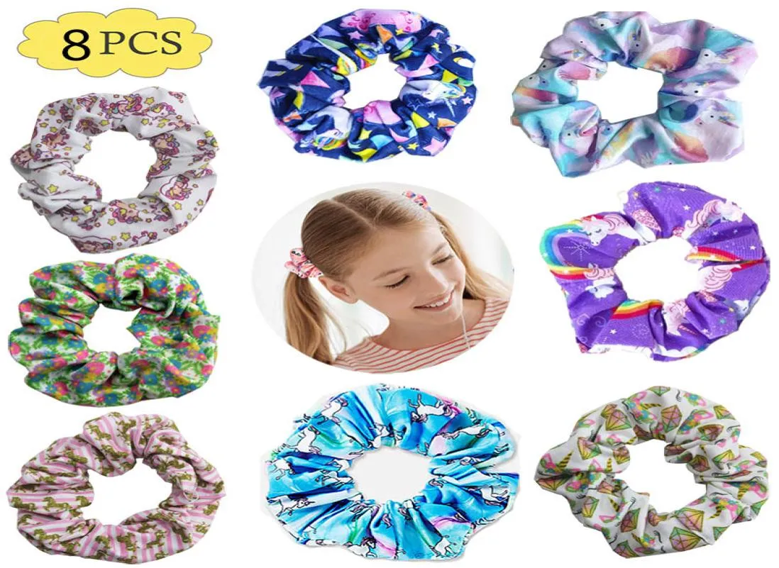 8pcspack scrunchies geïnspireerd eenhoorn meisje pony haarpatroon gemaakt van voor haar scrunchies8551811