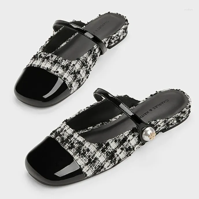 Casual Shoes Baotou Half tofflor för kvinnors utkläder 2024 sommar mångsidig liten doftande vind bakluft Låga sandaler med ett steg