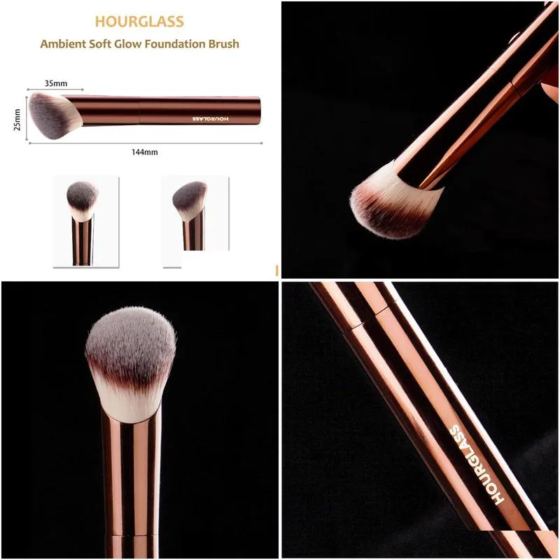 Pinceaux de maquillage Hourglass Ambient Soft Glow Foundation Brush - Cheveux inclinés Crème liquide Contour Cosmétiques Outils de beauté Drop Delivery H Dhjlh