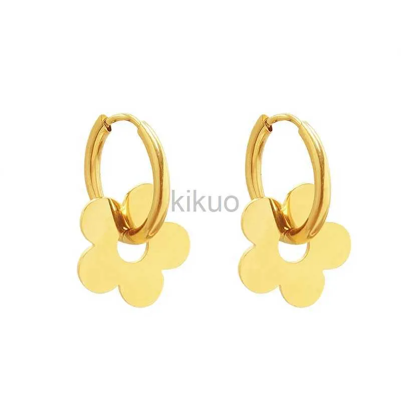 Dangle Chandelier New Trend Light Lightury Flower Pendant Huggie Earrings Stainless Steel Pvd 18K Gold Plated Dangle Hoop Earrings for Girls Gift 24316