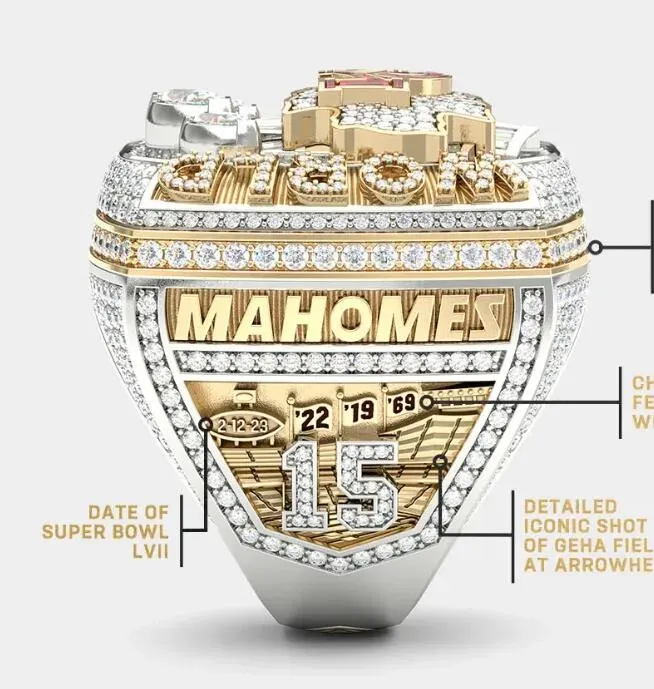 2022 2023 KC Super Bowl Team Champions Championship Ring With Tood Display Box Souvenir Men Fan Gift Drop Shipping
