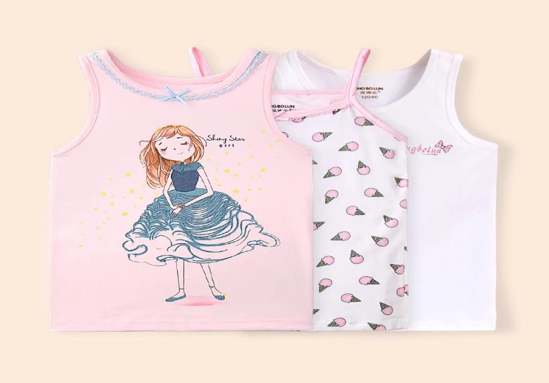 3PCSLOT Baby Girls Tanks Tops Solid Children Vest Beach barn underkläder 100 Cottongirl ärmlösa tshirts VE004 T2004139347613