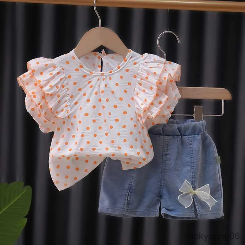 Conjuntos de roupas 0-4 anos meninas conjuntos de roupas de verão bebê menina algodão camiseta + shorts jeans de qualidade conjunto de 2 peças