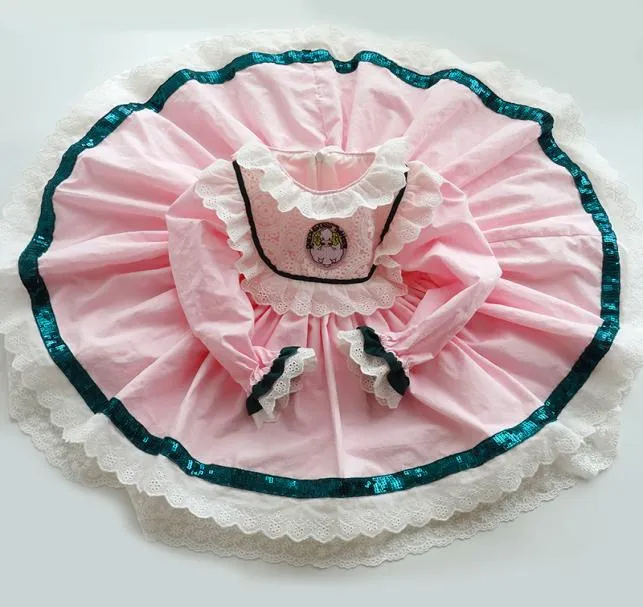 Baby Girl Pink Lace Turkey Vintage Sukienki Dzieci Lolita Princess Ball Suknia dla dziewczynki Birthday Party Dress F12174785967