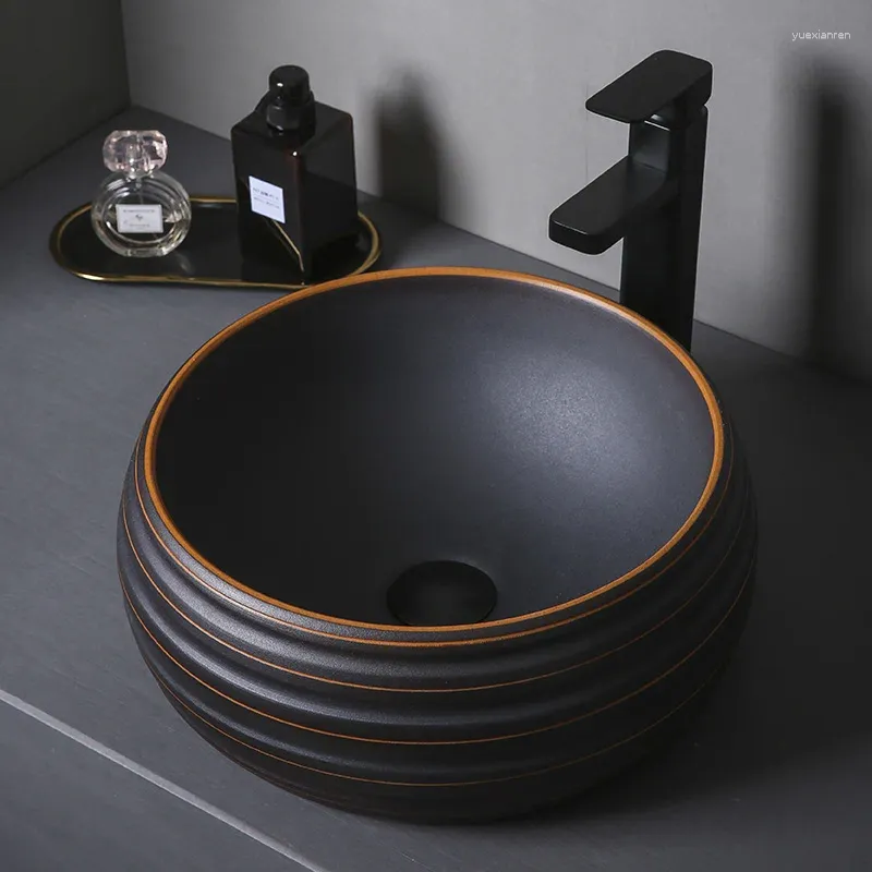 Bathroom Sink Faucets Fashion Industrial Style Table Basin Matte Orange Black Home Ceramic Creative Wash Pool