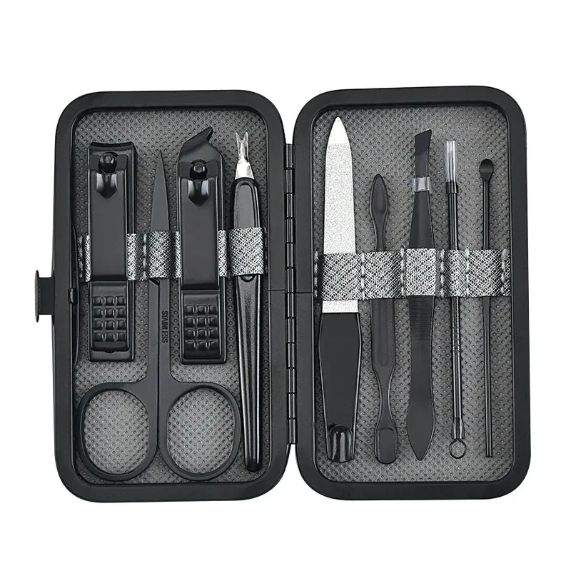 9 pezzitagliaunghie manicure pedicure set portatile da viaggio in acciaio inossidabile kit di strumenti taglierina unghie vestito unghie