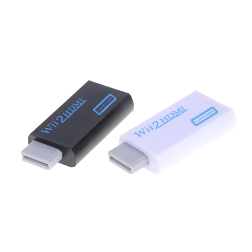 Draagbare WiitoHDMI Wii2HDMI Full HD Converter 3.5mm Audio-uitgang Adapter TV Wit Zwart Hoge Kwaliteit SNEL SCHIP