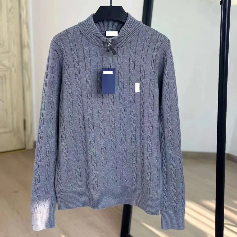 Polo Ralph Pony gedrehter Pullover mit halbem Reißverschluss für Damen im Herbst und Winter, Lazy-Stil, hoher Kragen, Strickwaren, RL-Pullover mit halbem Reißverschluss, Ralph-Pullover aus Wolle, Herren 3MTJ