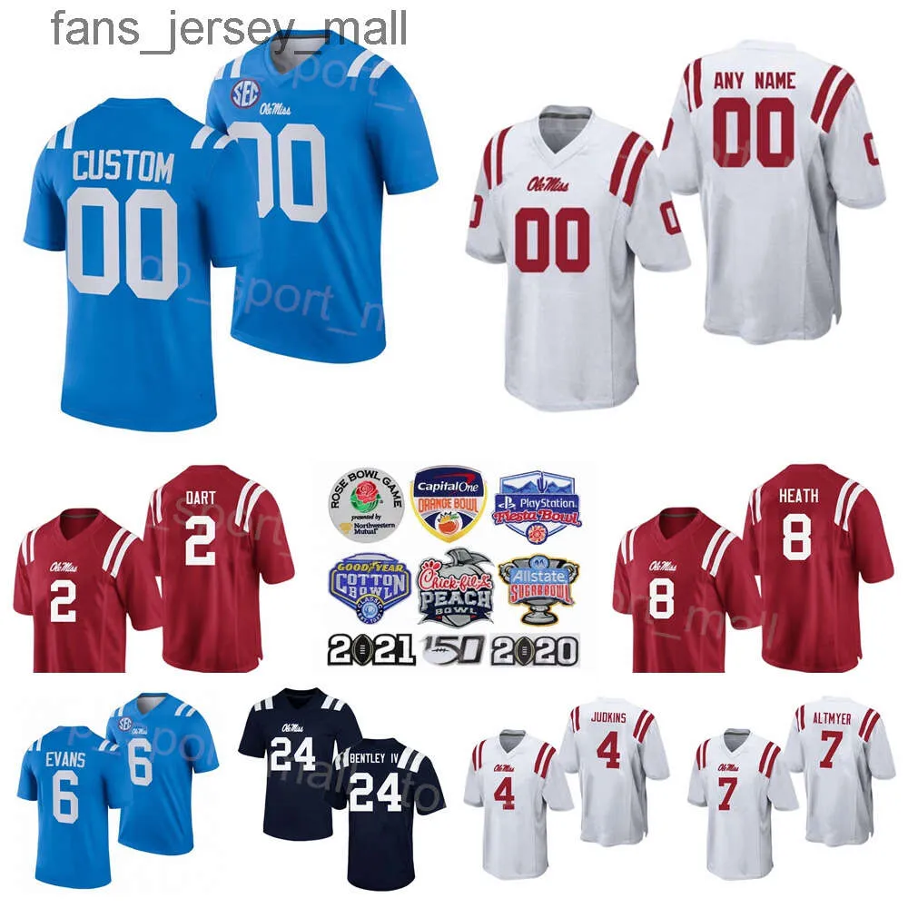 NCAA College Football Ole Miss Rebels 4 Quinshon Judkins Jersey 2 Jaxson Dart 7 Luke Altmyer 6 Zach Evans 24 Ulysses Bentley IV 8 Malik Heath University Blue Red White