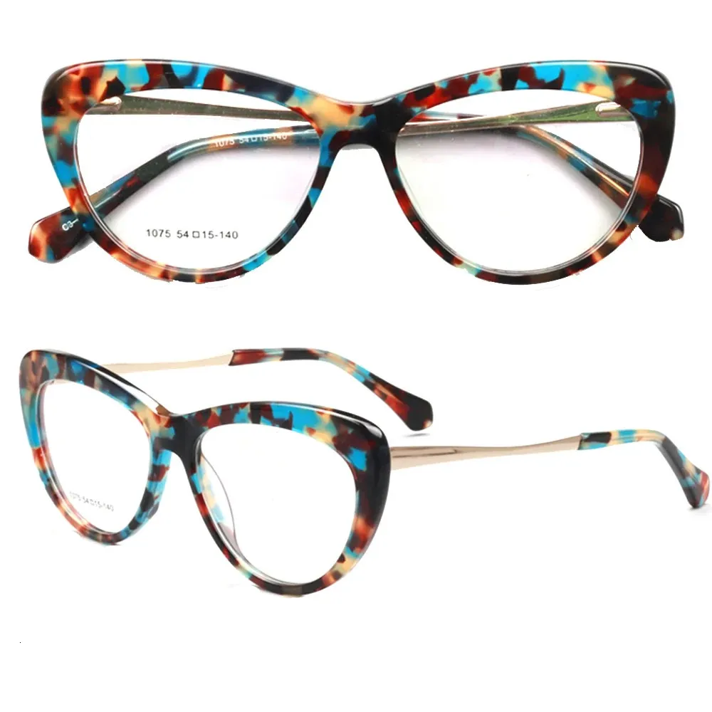 Occhiali da vista moderni da donna cat eye montatura per occhiali con stampa leopardata Occhiali da vista vintage retrò in acetato Rx tartaruga 240313