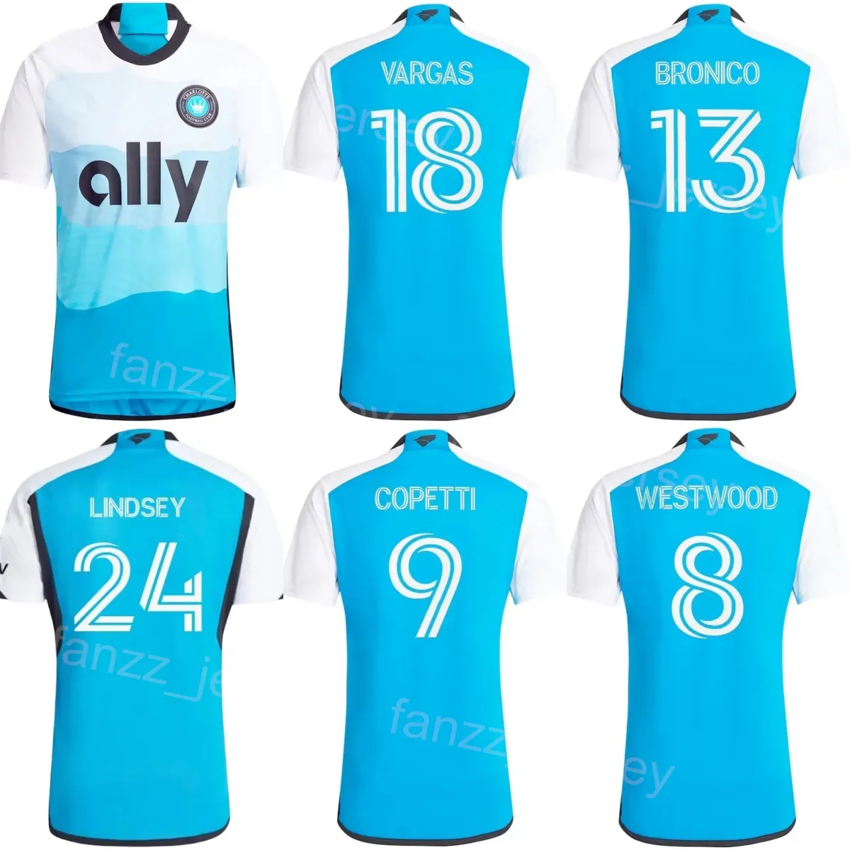 24-25 piłka nożna Charlotte FC 24 Jaylin Lindsey Jerseys 10 Brecht Dejaeere 8 Ashley Westwood 9 enzo Copetti 18 Kerwin vargas 1 Kristijan Kahlina Koszulki piłkarskie