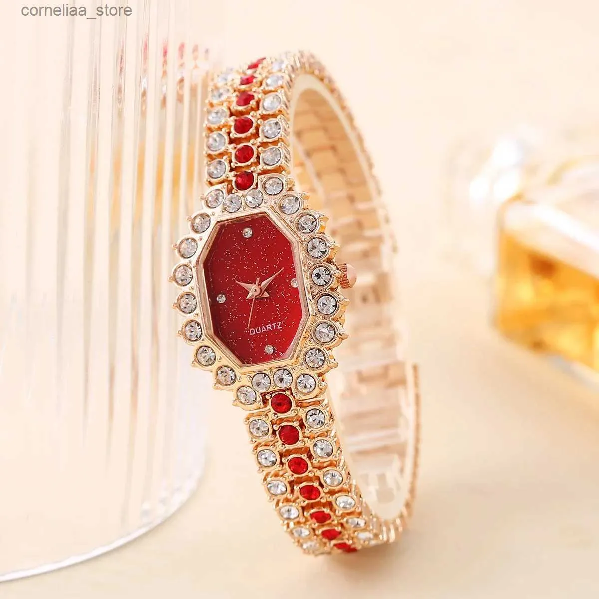Other Watches Rhinestone Tonneau Pointer Quartz Ladies Luxury Starry Dial Analog Party Dress Gift For Women/Her Y240316