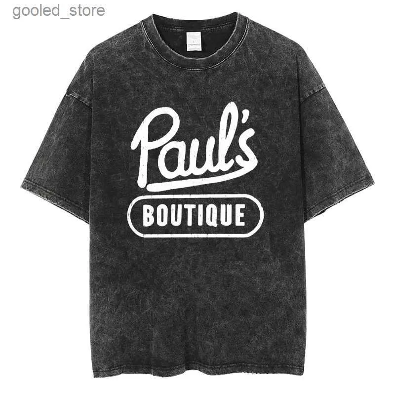 Herren T-Shirts Distressed Beastie Boys Pauls Boutique T-Shirt Wettdruck Hip Hop Männer Frauen Streetwear Baumwolle Übergroße Kurzarm-T-Shirts Q240316