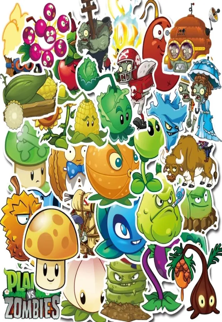 100 Pcs Mixed Car Sticker Plants Zombies For Laptop Skateboard Pad Bicycle Motorcycle PS4 Phone Luggage Decal Pvc guitar Fridge St2721395