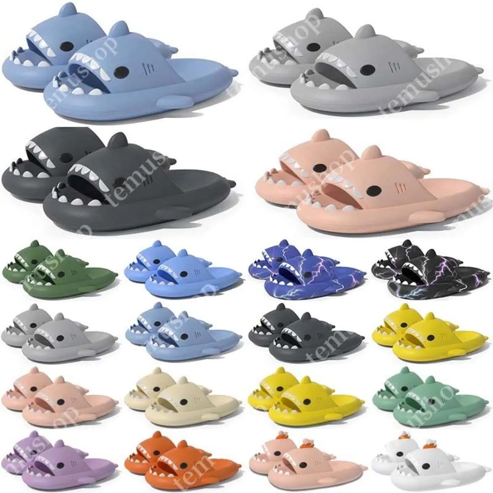 Livraison Gratuite Designer Shark Diapositives Sandale Pantoufles Sliders pour Hommes Femmes Sandales Slide Pantoufle Mules Hommes Femmes Pantoufles Formateurs Tongs Sandles Color78